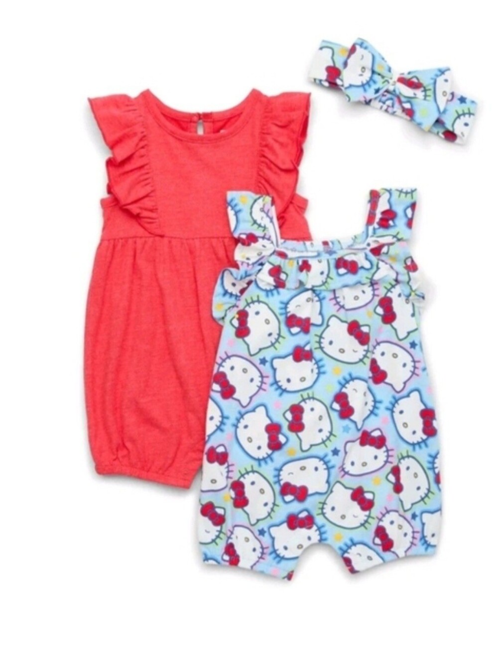 Hello Kitty & Friends (2) Piece Romper Set w/Headband Size 0-3M NWT